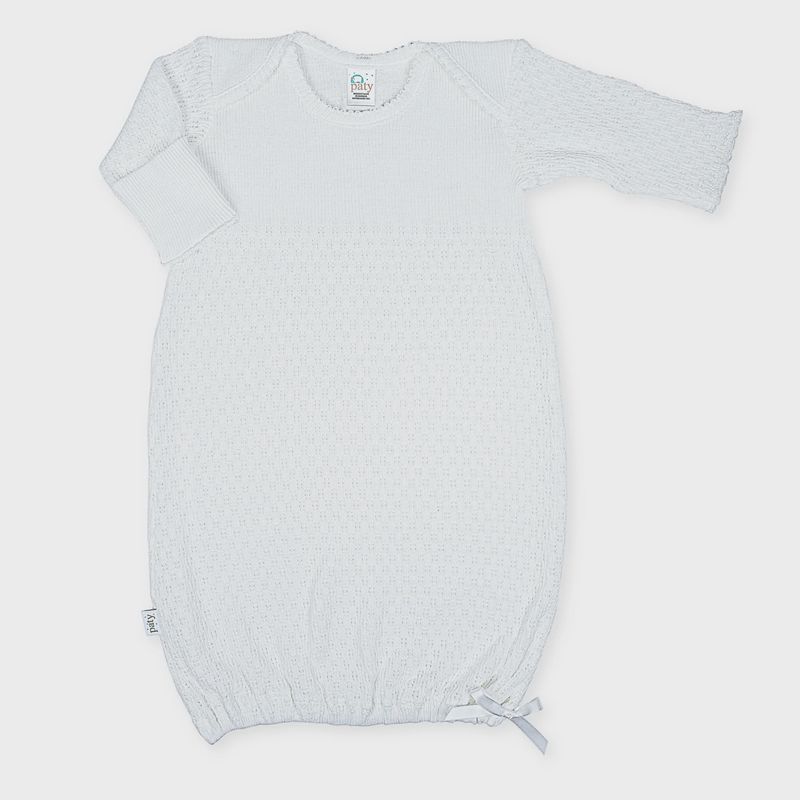 KNIT OVERLAP SHOULDER GOWN- WHITE