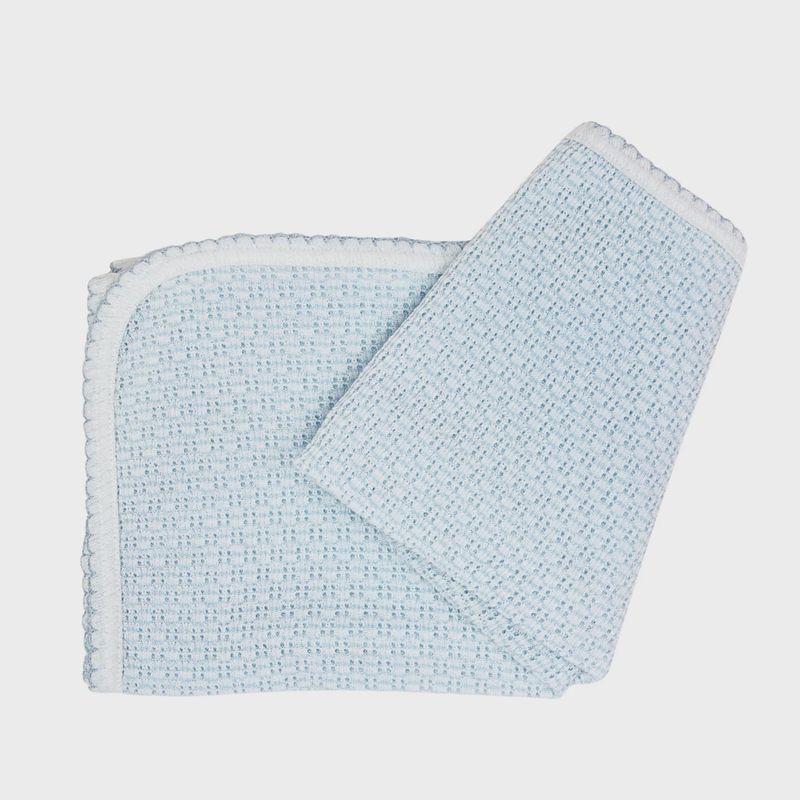 KNIT RECEIVING SWADDLE BLANKET- BLUE