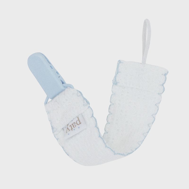 PATY KNIT PACIFIER CLIP- BLUE