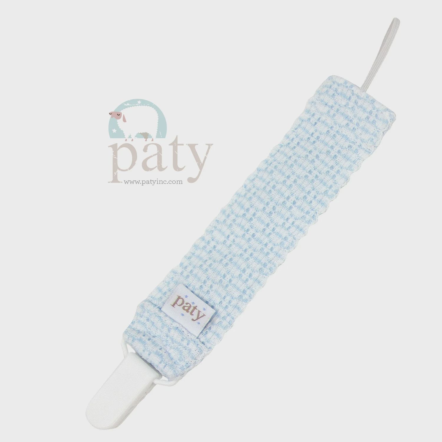 PATY KNIT PACIFIER CLIP-BLUE &amp; WHITE