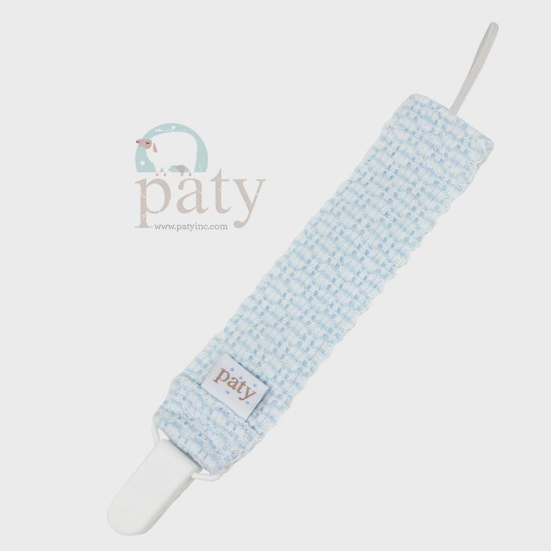 PATY KNIT PACIFIER CLIP-BLUE &amp; WHITE