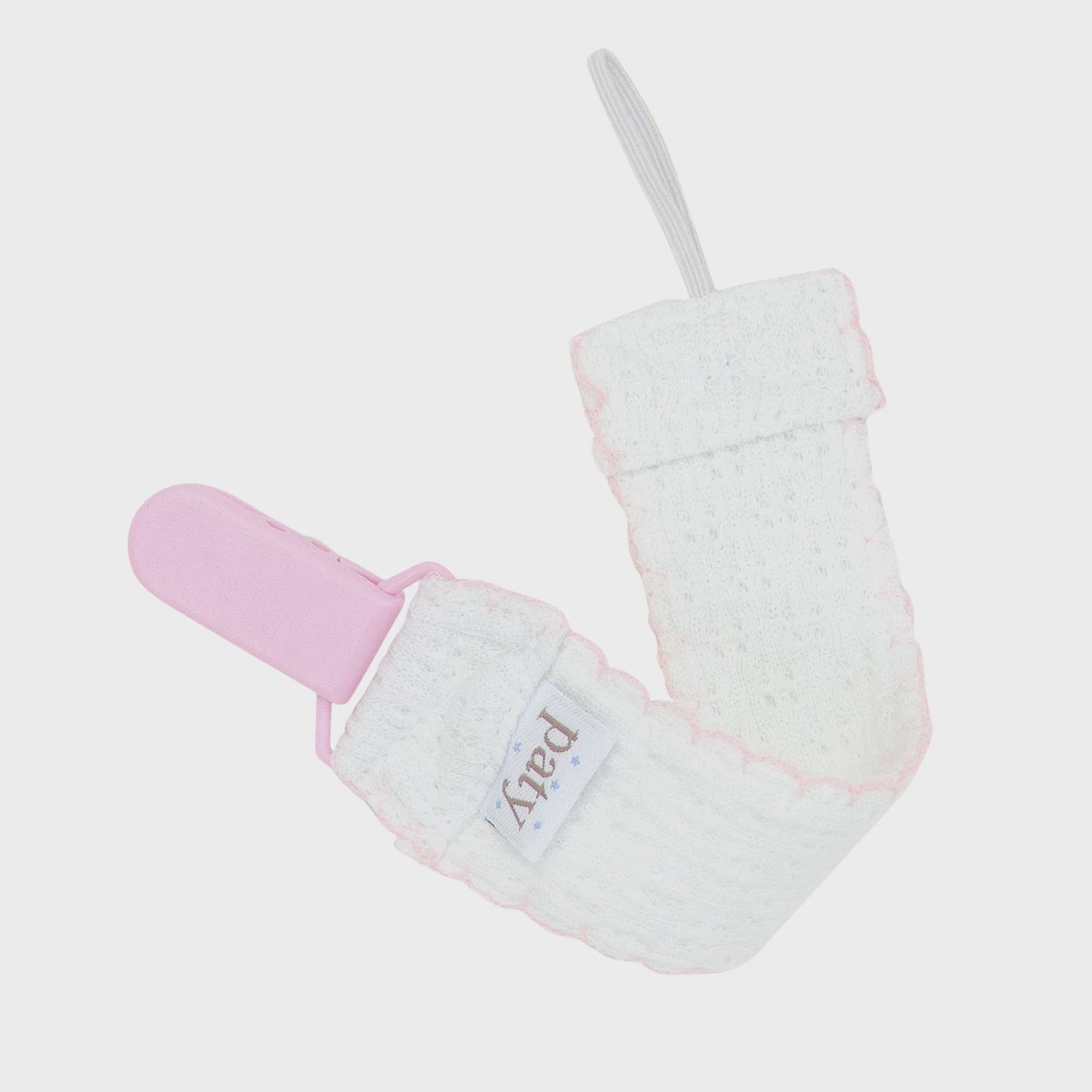 PATY KNIT PACIFIER CLIP- PINK