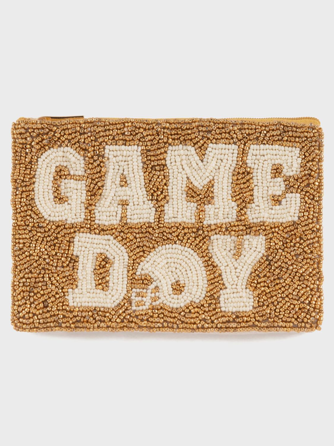 HELMET DAY BEADED ZIP POUCH - GOLD