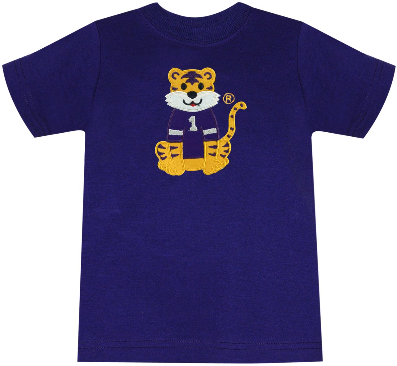 PURPLE &amp; GOLD TIGER APPLIQUE T-SHIRT