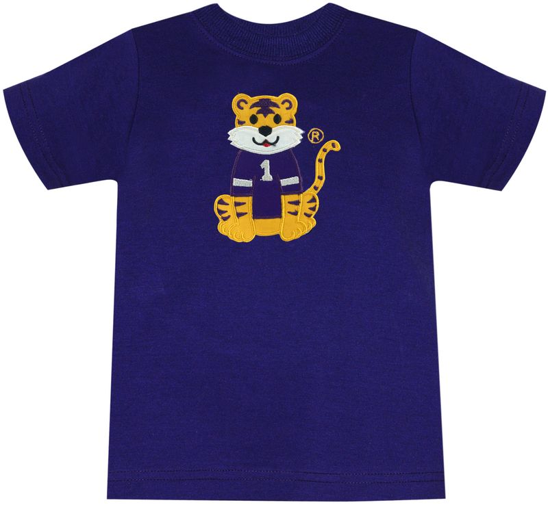 PURPLE &amp; GOLD TIGER APPLIQUE T-SHIRT