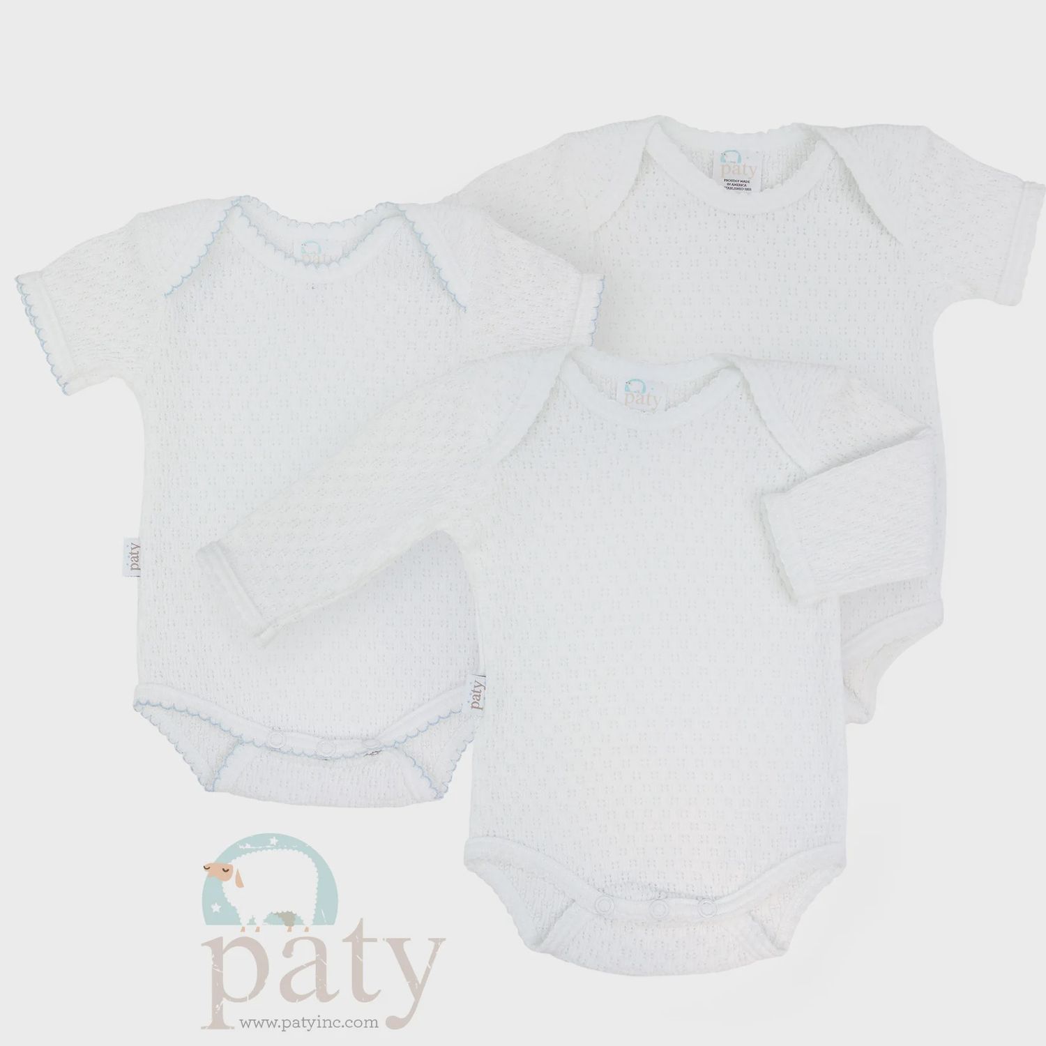 KNIT OVERLAP SHOULDER ONESIE - BLUE