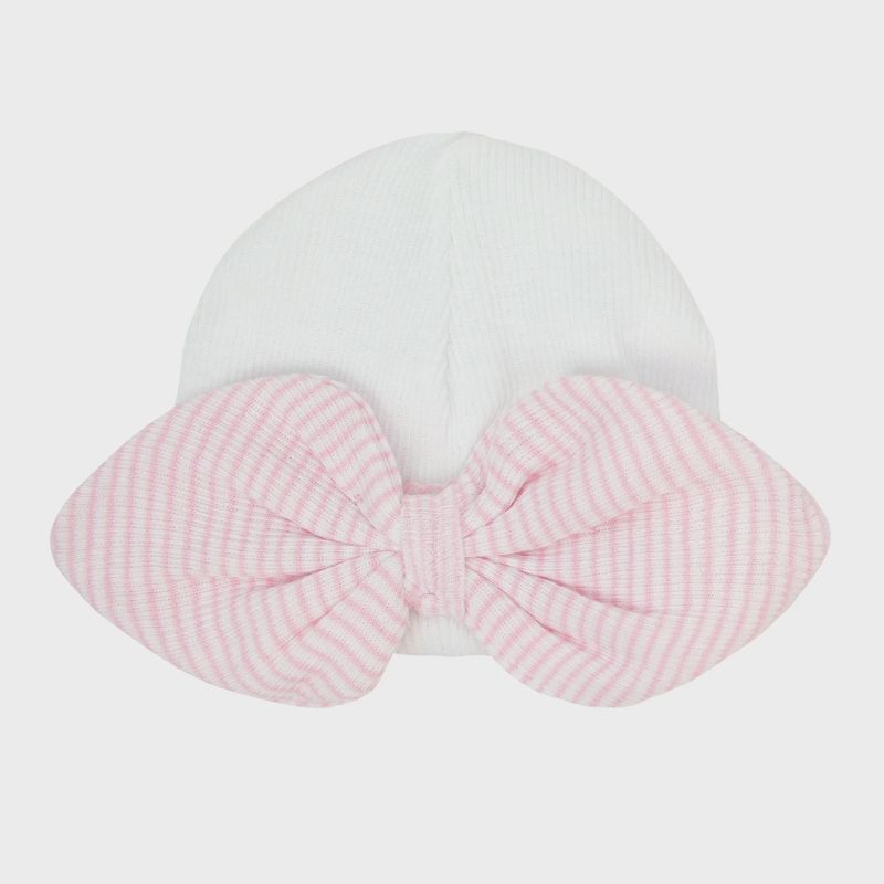 KNIT SAYLOR BEANIE WITH BOW - PINK