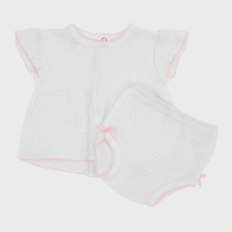 KNIT FLUTTER SLEEVE DIAPER SET - PINK