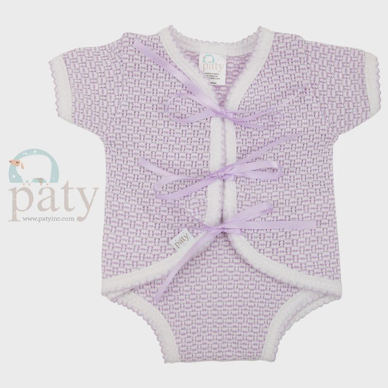 KNIT RIBBON TIE ONESIE - LAVENDER