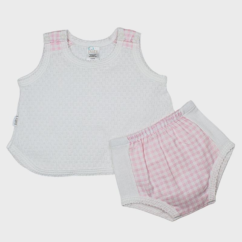 KNIT SLEEVELESS DIAPER SET - PINK