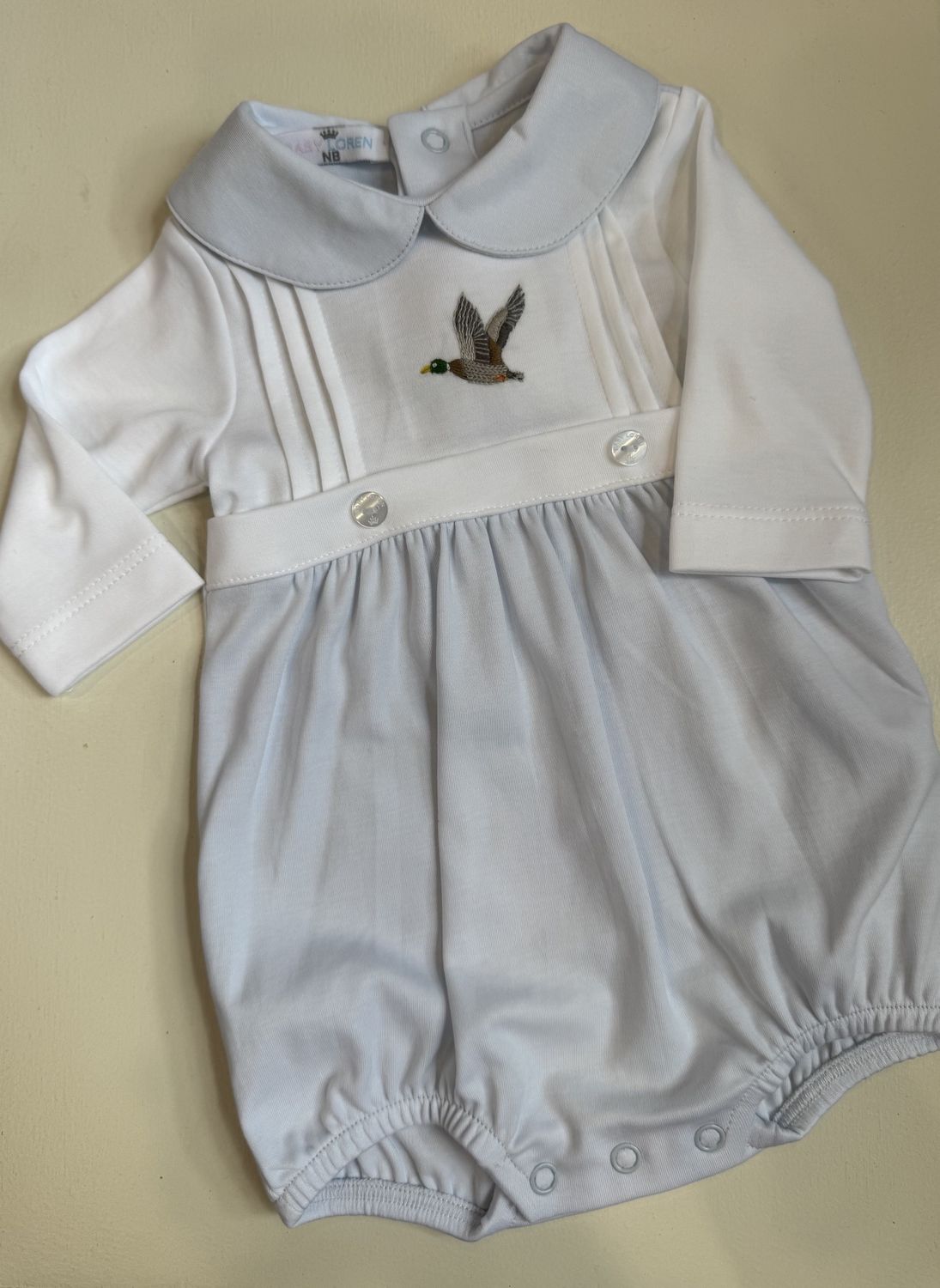 BLUE MALLARD DUCKS HAND EMBROIDERED BUBBLE