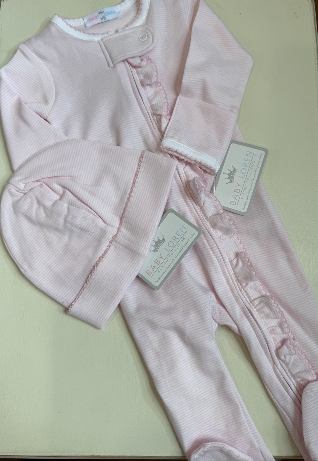PINK STRIPES PIMA ZIPPER FOOTIE