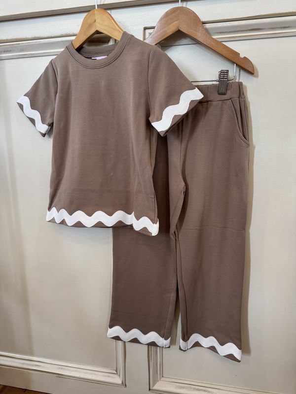 CAMILA RIC RAC PANT SET - MOCHA