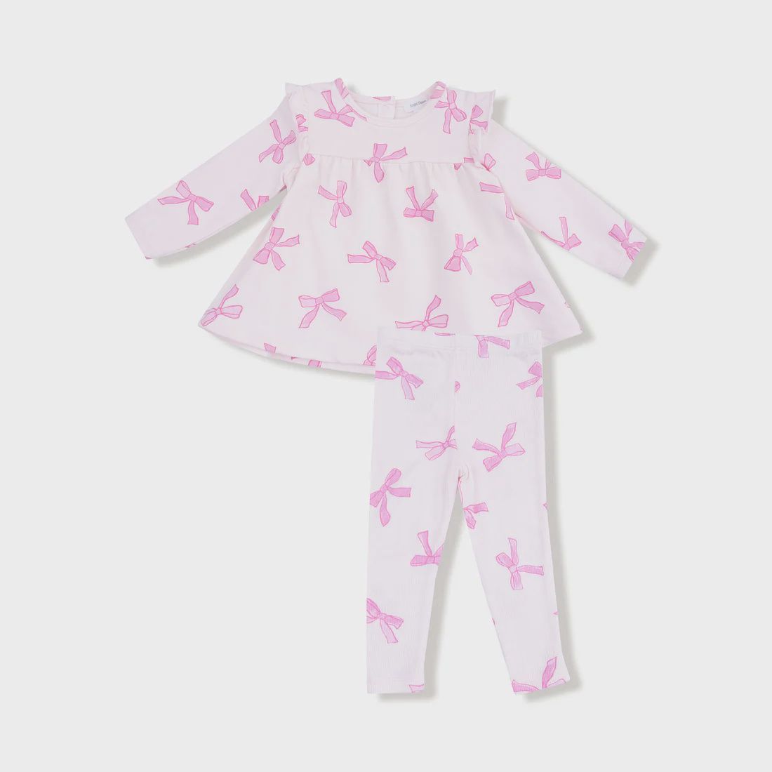 PRETTY BOWS FRENCH TERRY RUFFLE TOP AND RIBBED LEGGING