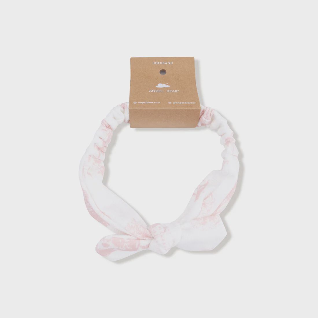 PINK FARM TOILE KNOT HEADBAND 0-12M