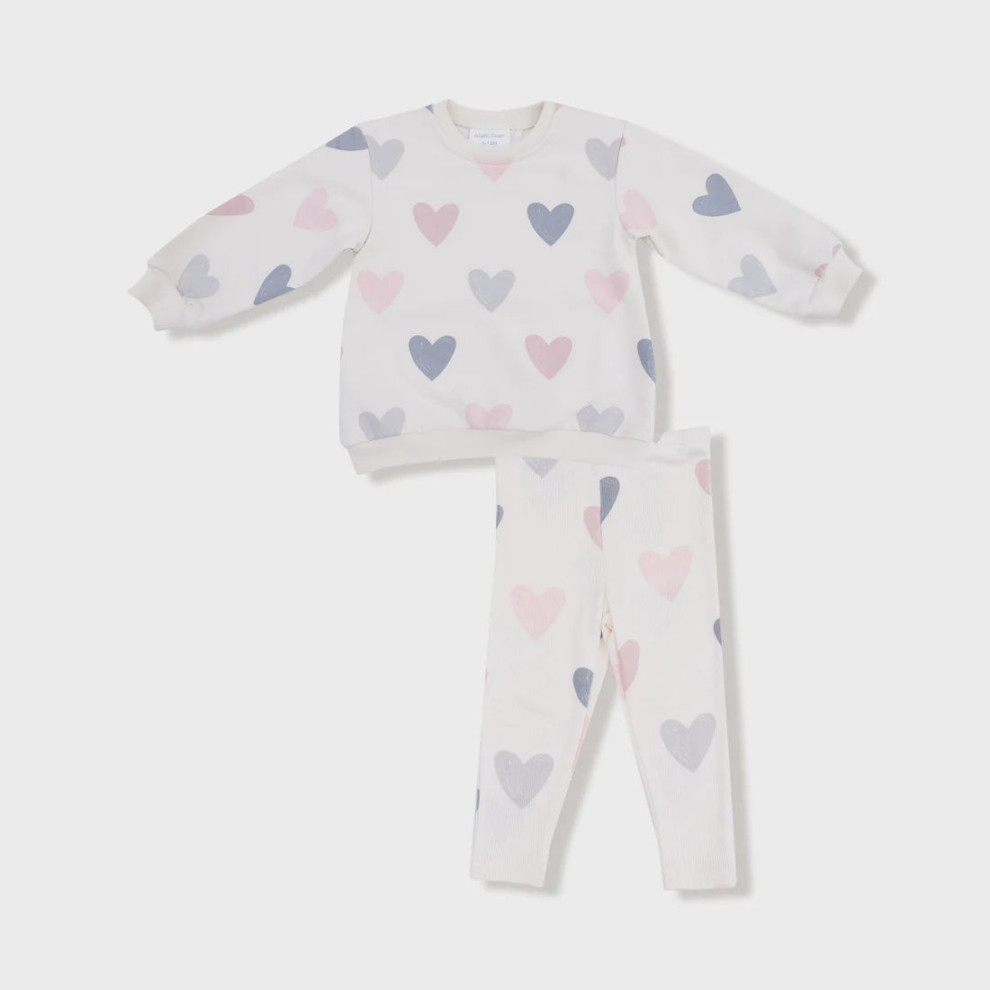 HEARTS FRENCH TERRY PUFFY L/S OVERSIZED SWEATSHIRT + LEGGING