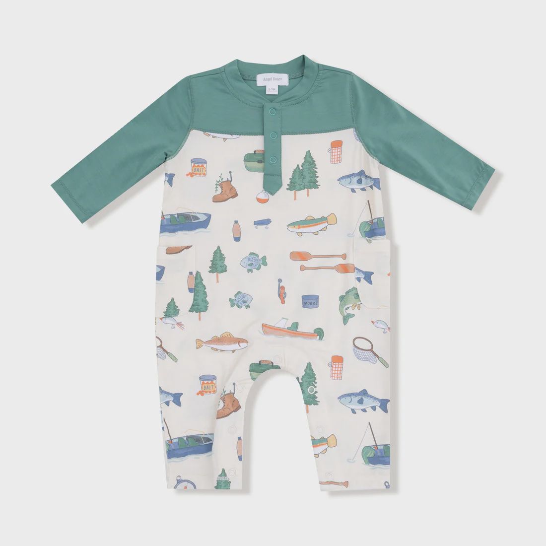 FISHING THINGS ROMPER W/ CONTRAST SLEEVES
