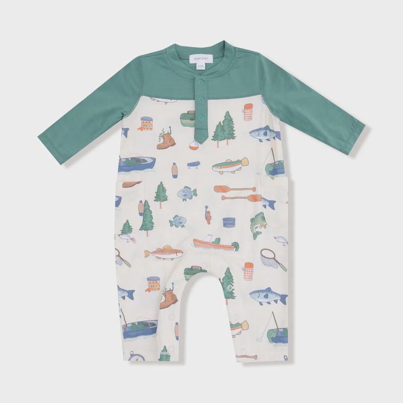 FISHING THINGS ROMPER W/ CONTRAST SLEEVES