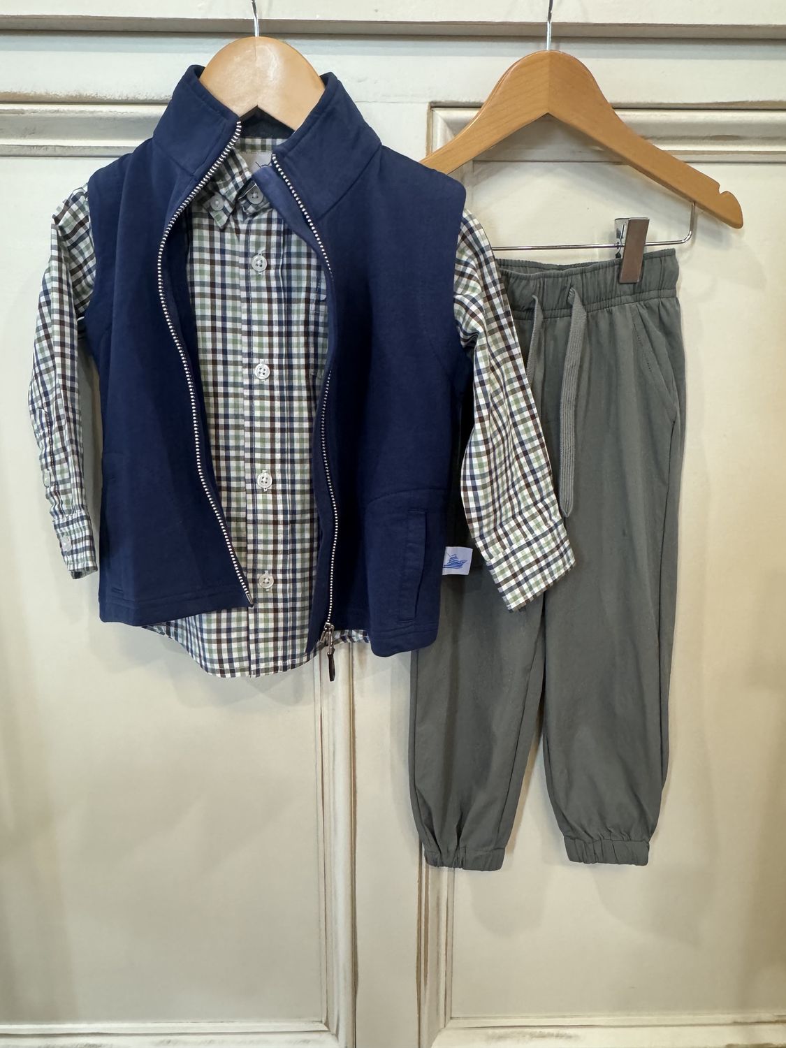 LS DRESS SHIRT - NAVY/ASPEN GREEN