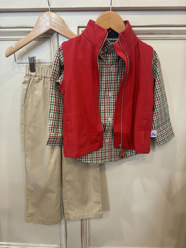 LS DRESS SHIRT - RED/JOLLY GREEN