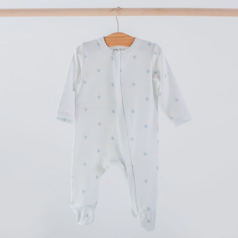 BLUE FLEUR DE LIS COTTON ZIP-UP