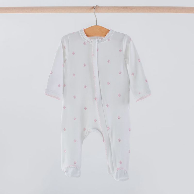PINK FLEUR DE LIS COTTON ZIP-UP