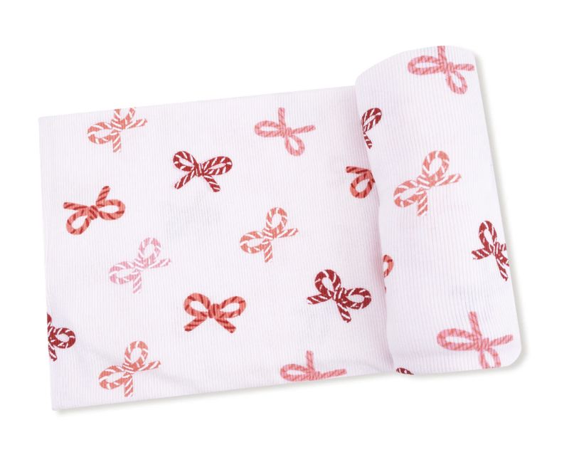 CANDY CANE BOWS SWADDLE BLANKET