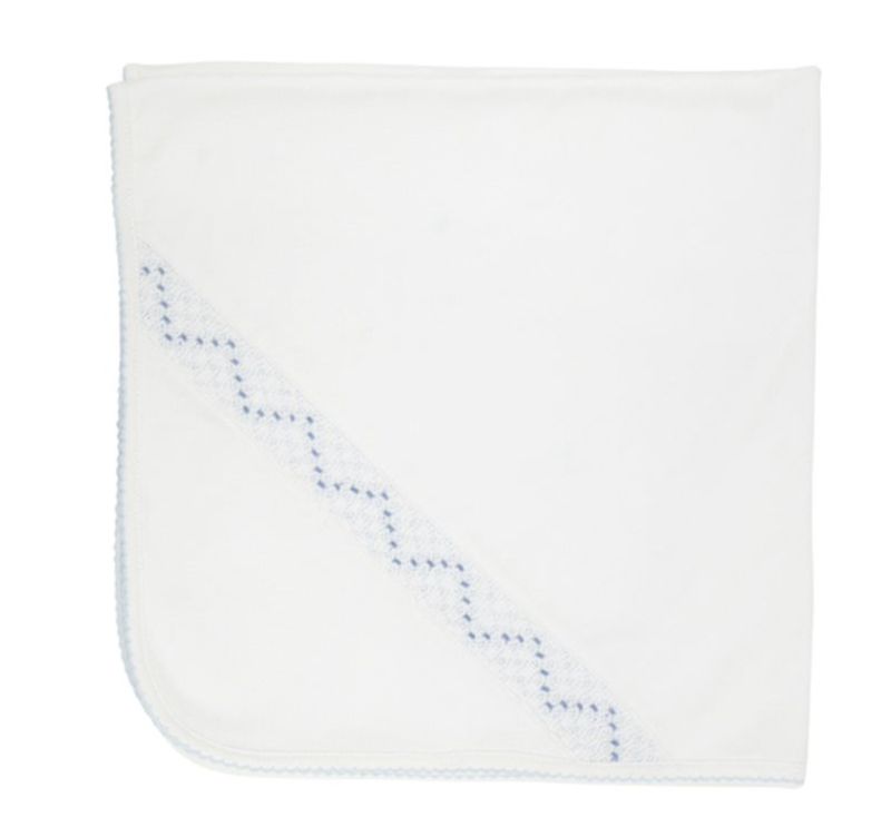 SWEETLY SMOCKED BLESSING BLANKET- BLUE