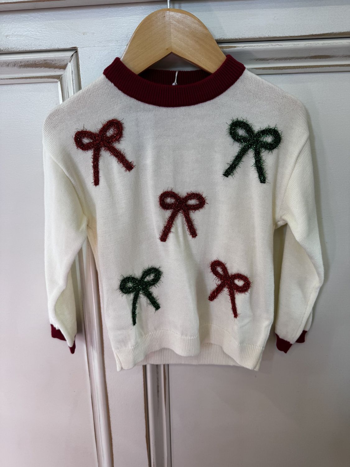 TINSEL BOWS CHRISTMAS SWEATER