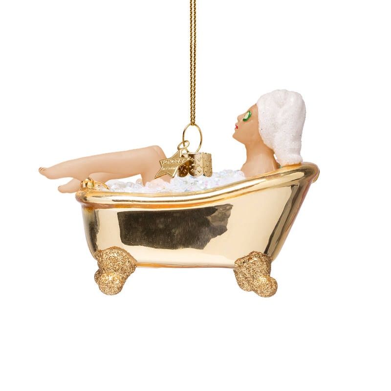 GLASS SHINY GOLD BATH ORNAMENT