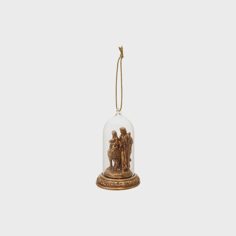 RESIN CLOCHE HOLY FAMILY ORNAMENT