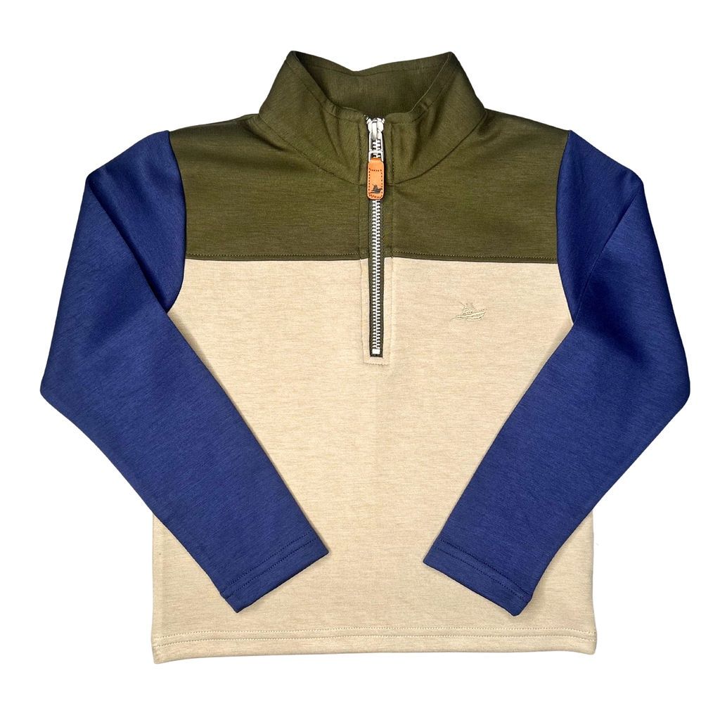 COLORBLOCK PULLOVER - GREEN/KHAKI/NAVY