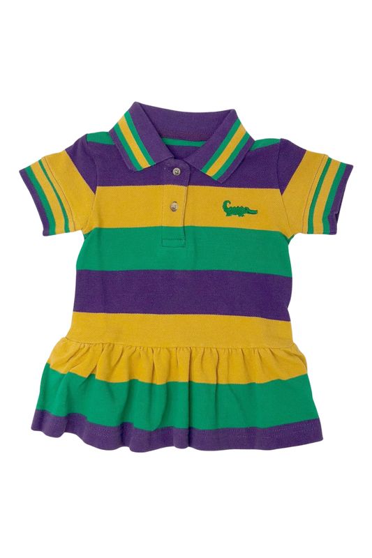 MARDI GRAS SHORT SLEEVE POLO DROP WAIST DRESS- INFANT