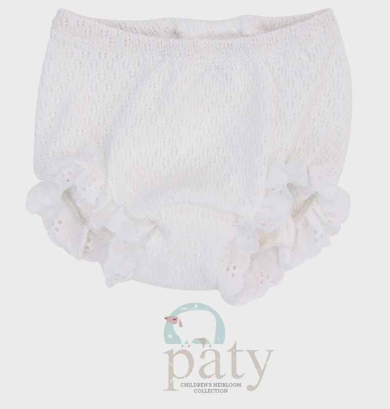 WHITE BLOOMERS W/ EYELET TRIM