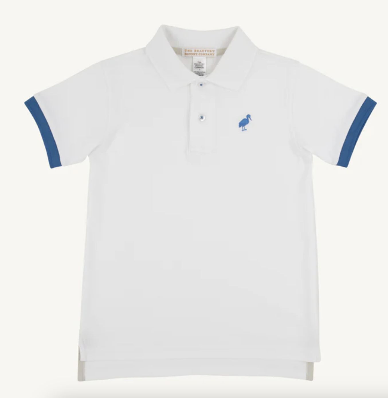 PRIM &amp; PROPER POLO, COLOR: WHITE WITH WOOD BOAT BLUE, Size: 12-18M