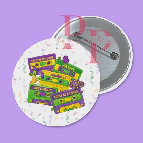 MARDI GRAS MIXTAPE 3 INCH BUTTON