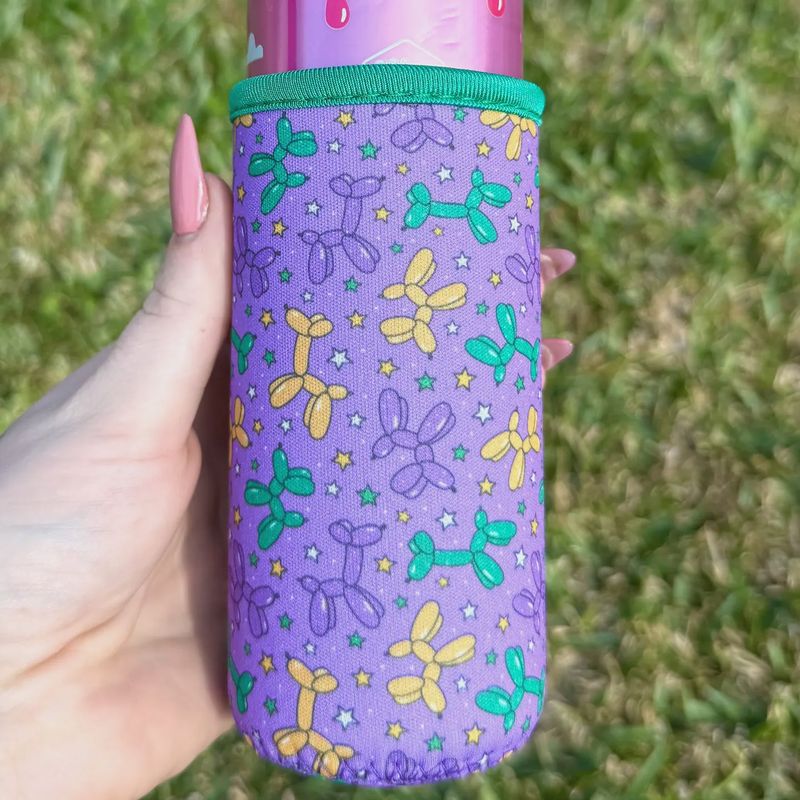 MARDI GRAS BEAD DOG SLIM CAN SLEEVE