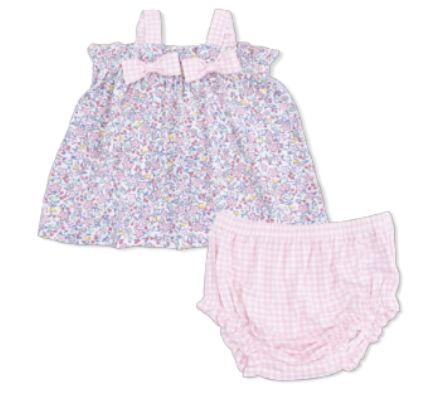 ELIZABETH'S GARDEN TOP WITH BOWS AND RUFFLE LEG BLOOMER