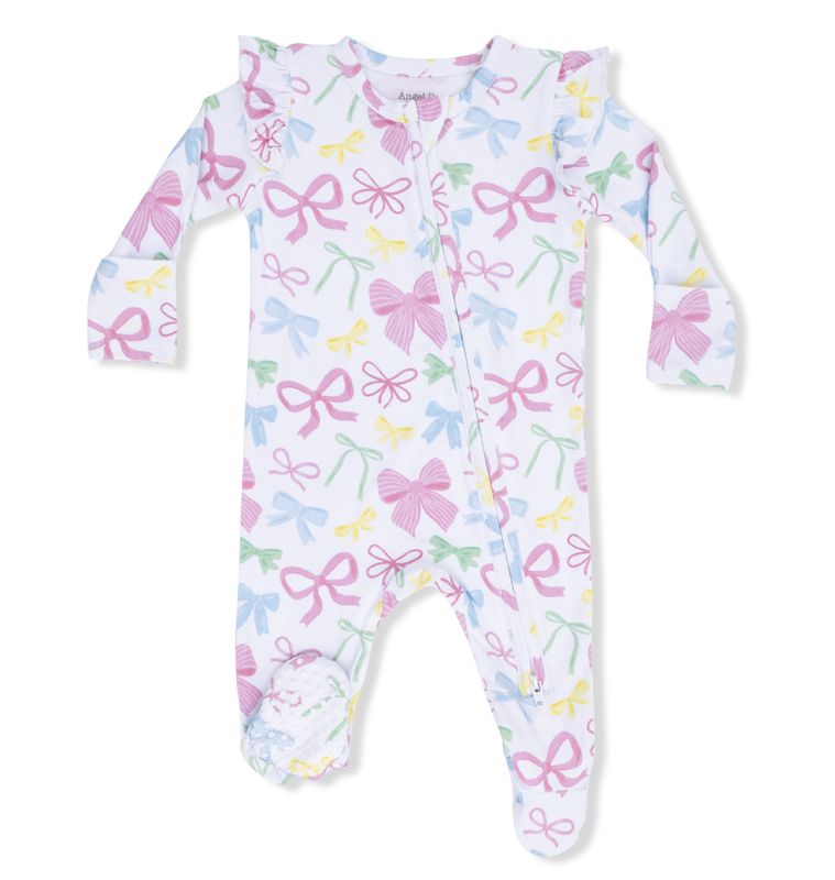 SWEET BOWS - 2 WAY RUFFLE SLEEVE ZIPPER FOOTIE