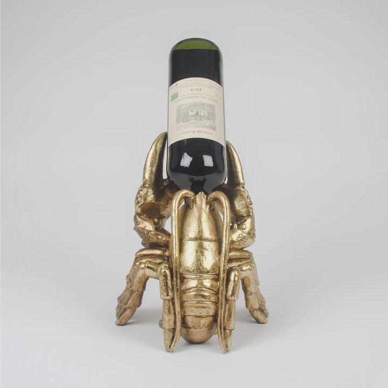 GOLD LOBSTER WINE BOTTLE HOLDER