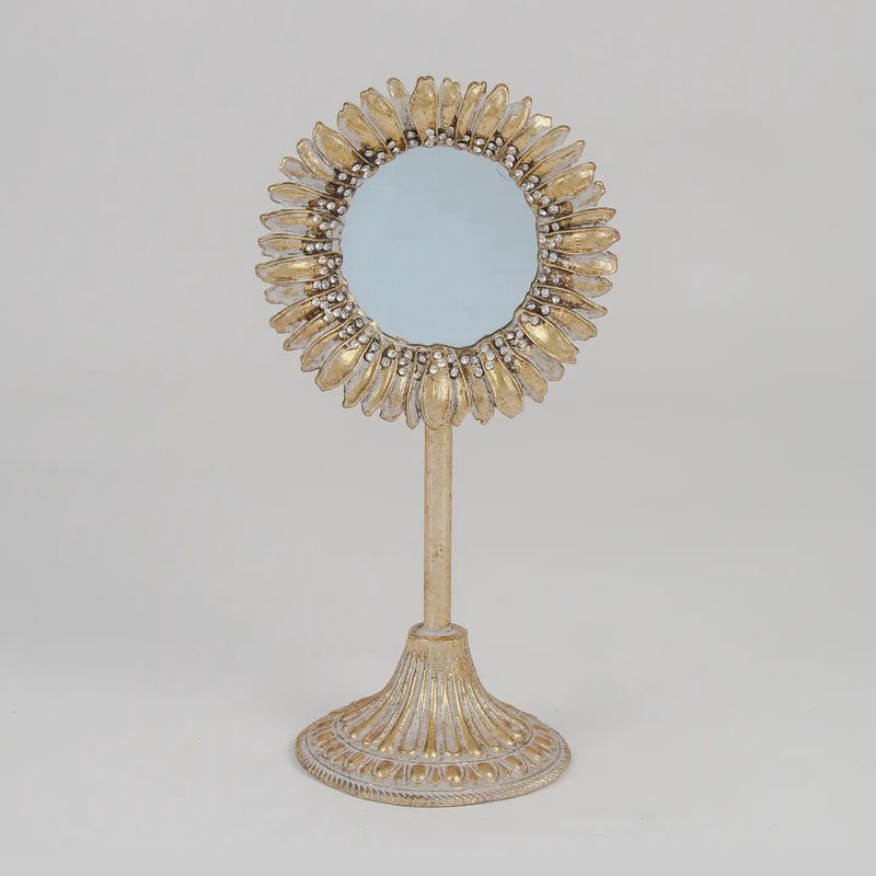 FEATHER FRINGE MIRROR ON STAND