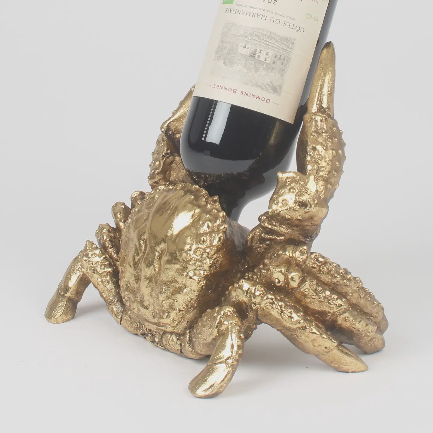 GOLD CRAB WINE BOTTLE HOLDER