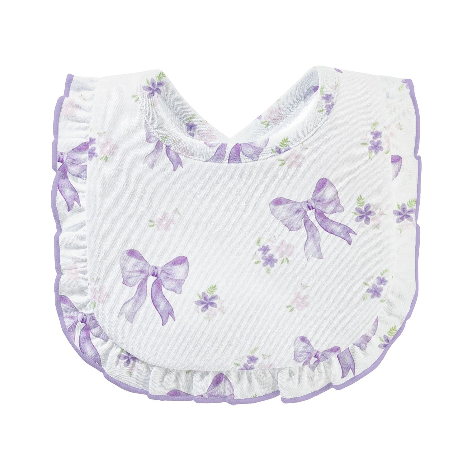 LAVENDER BOWS BIB W/ RUFFLE
