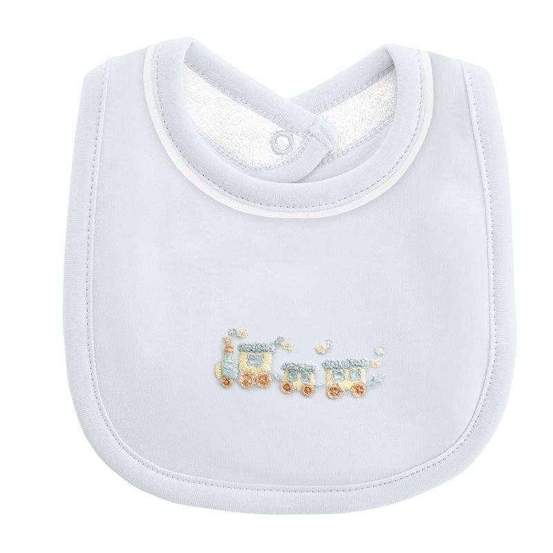 LITTLE TRAIN BIB W/ PIPING TRIM
