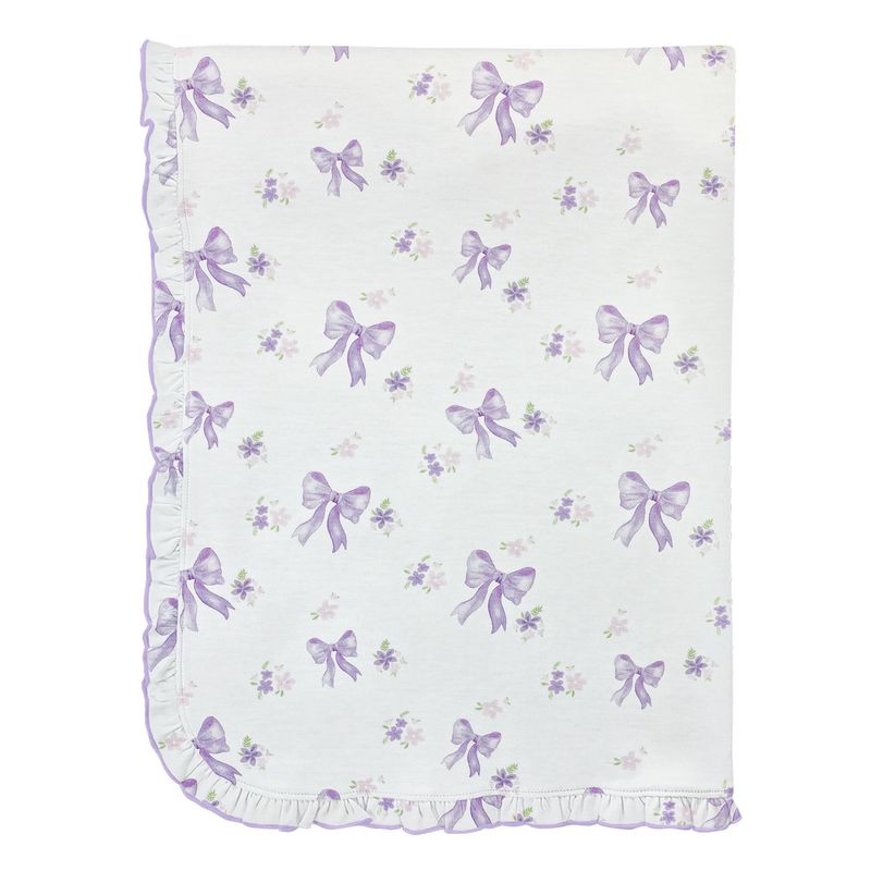 LAVENDER BOWS BLANKET W/ RUFFLE