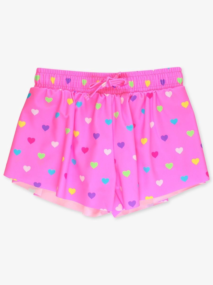 NEON PINK COLORFUL HEARTS ACTIVE BUTTERFLY SHORTS