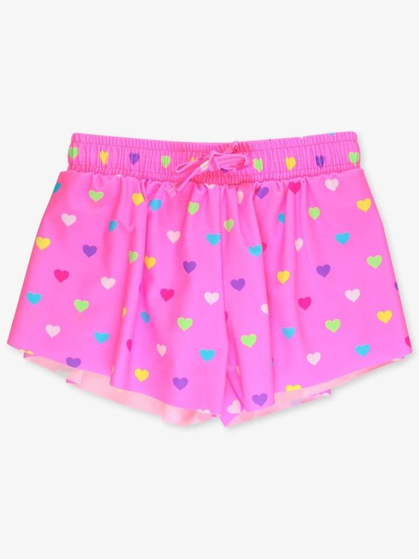 NEON PINK COLORFUL HEARTS ACTIVE BUTTERFLY SHORTS