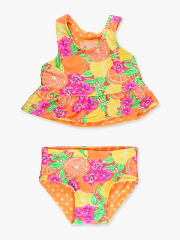 NEON SQUEEZE THE DAY REVERSIBLE PEPLUM TANKINI 2-PIECE