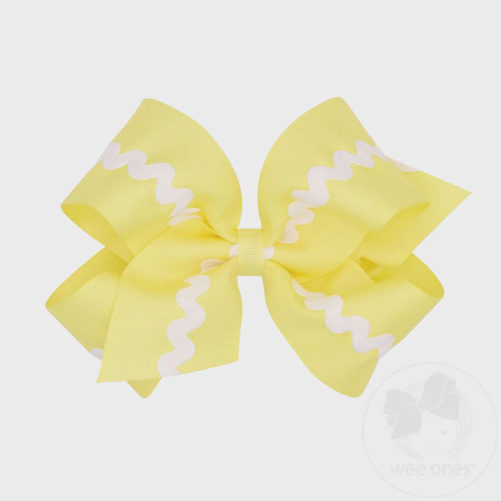 RIC-RAC TRIM HAIR BOW, COLOR: YELLOW