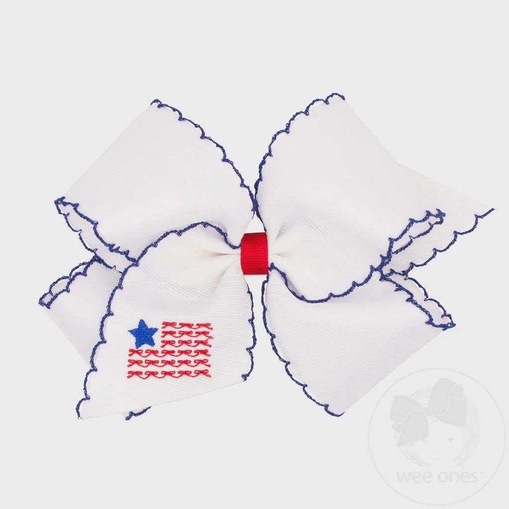 KING AMERICAN FLAG EMBROIDERED HAIR BOW